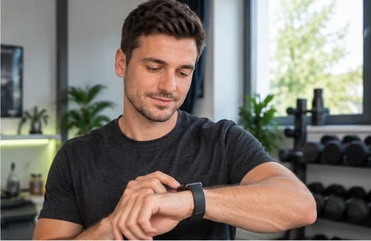 Der Streamer prüft den Fitness-Tracker PulseBand S beim Training
